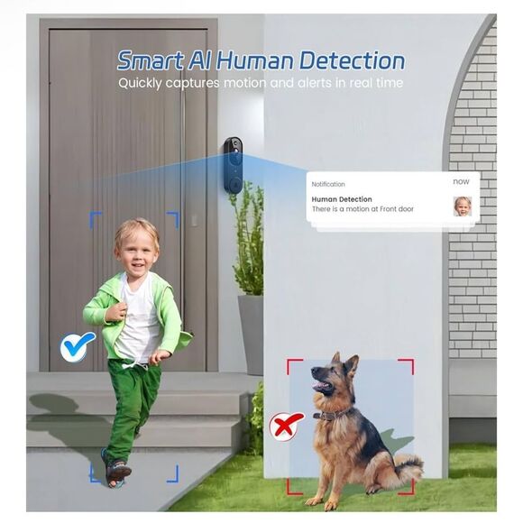 1080P Wireless Video Doorbell Camera in Black, 2.4GHz Wi-Fi Only. New in Box! - Picture 6 of 15